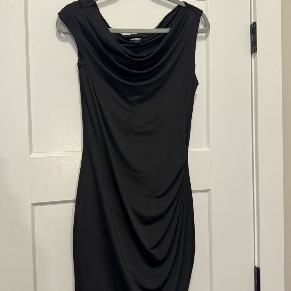 Express Black Draped Dress